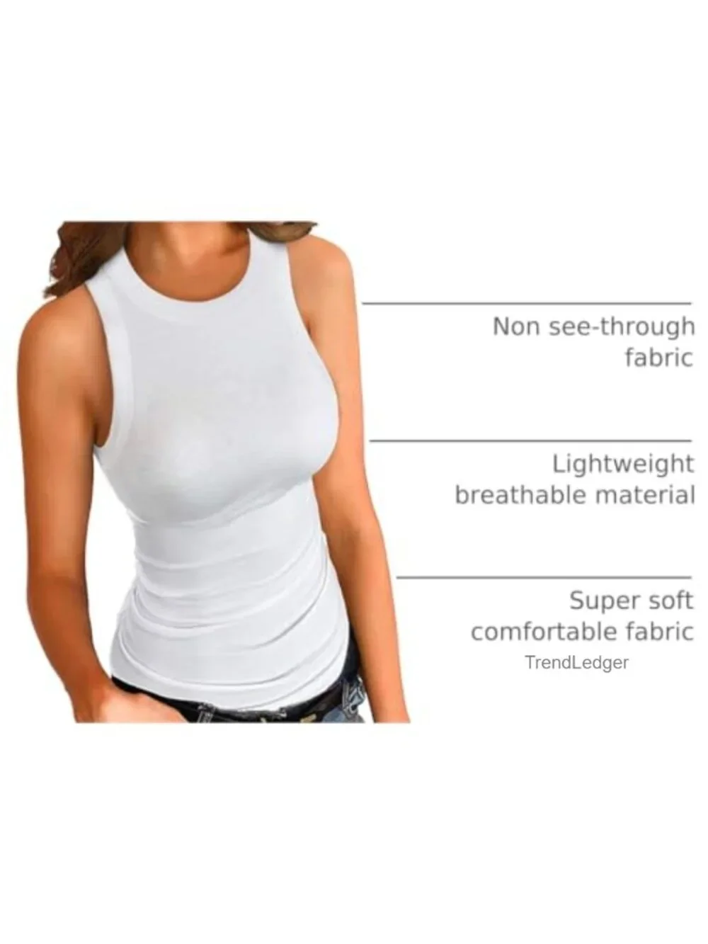 Sleeveless Ribbed Knit Tank Top Slim Fit High Neck Racerback Summer Basic Cami